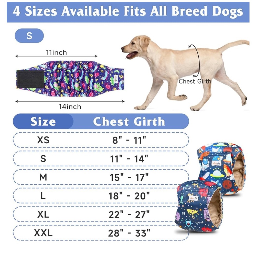 Grecle male dog diaper/belly band, size medium, set of 4,NIB - Picture 13 of 13